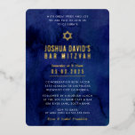 BAR MITZVAH modern minimal dark blue watercolor<br><div class="desc">by kat massard
Modern invitation with "shiny gold foil" for your child's MITZVAH celebration.
Easy to update the template yourself
Email me for matching items and alternate colour schemes - kat@simplysweetpaperie.com</div>