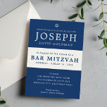 BAR MITZVAH modern minimal stylish  navy white Invitation<br><div class="desc">by kat massard >>> WWW.SIMPLYSWEETPAPERIE.COM <<< CONTACT ME for custom wording or to add any lines in Hebrew Love the design, but would like to see some changes - another colour scheme, product, add a photo or adapted for a different occasion - no worries simply contact me - I am...</div>