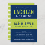 BAR MITZVAH modern minimal typography blue lime Invitation<br><div class="desc">by kat massard >>> WWW.SIMPLYSWEETPAPERIE.COM <<< CONTACT ME for custom wording or to add any lines in Hebrew Love the design, but would like to see some changes - another colour scheme, product, add a photo or adapted for a different occasion - no worries simply contact me - I am...</div>