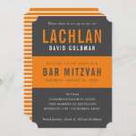 BAR MITZVAH modern minimal typography grey orange Invitation<br><div class="desc">by kat massard >>> WWW.SIMPLYSWEETPAPERIE.COM <<< CONTACT ME for custom wording or to add any lines in Hebrew Love the design, but would like to see some changes - another colour scheme, product, add a photo or adapted for a different occasion - no worries simply contact me - I am...</div>