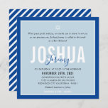 BAR MITZVAH modern name duck egg royal blue Invitation<br><div class="desc">by kat massard >>> kat@simplysweetPAPERIE.com <<< CONTACT ME for custom wording or to add any lines in Hebrew Love the design, but would like to see some changes - another colour scheme, product, add a photo or adapted for a different occasion - no worries simply contact me - I am...</div>