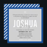 BAR MITZVAH modern name gray royal blue Invitation<br><div class="desc">by kat massard >>> kat@simplysweetPAPERIE.com <<< CONTACT ME for custom wording or to add any lines in Hebrew Love the design, but would like to see some changes - another color scheme, product, add a photo or adapted for a different occasion - no worries simply contact me - I am...</div>