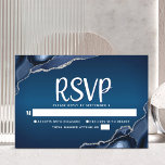 Bar Mitzvah Modern Navy Blue Ombre Agate Script  RSVP Card<br><div class="desc">Be proud, rejoice and celebrate this milestone of your favourite Bar Mitzvah with this cool, unique, modern, personalized RSVP insert card for your event! White script typography and Star of David overlay a deep navy blue ombre background with steel blue agate accented with faux silver veins. Personalize the custom text...</div>