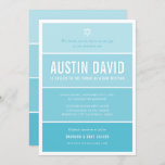 BAR MITZVAH modern ombre gradient bright sky blue Invitation<br><div class="desc">by kat massard >>> kat@simplysweetPAPERIE.com <<< CONTACT ME for custom wording or to add any lines in Hebrew Love the design, but would like to see some changes - another colour scheme, product, add a photo or adapted for a different occasion - no worries simply contact me - I am...</div>