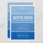 BAR MITZVAH modern ombre gradient cool royal blue Invitation<br><div class="desc">by kat massard >>> kat@simplysweetPAPERIE.com <<< CONTACT ME for custom wording or to add any lines in Hebrew Love the design, but would like to see some changes - another colour scheme, product, add a photo or adapted for a different occasion - no worries simply contact me - I am...</div>