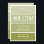 BAR MITZVAH modern ombre gradient olive green Invitation<br><div class="desc">by kat massard >>> kat@simplysweetPAPERIE.com <<< CONTACT ME for custom wording or to add any lines in Hebrew Love the design, but would like to see some changes - another colour scheme, product, add a photo or adapted for a different occasion - no worries simply contact me - I am...</div>