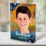 Bar Mitzvah Modern Script Navy Blue Agate Keepsake Photo Block<br><div class="desc">Be proud, rejoice and showcase this milestone of your favourite Bar Mitzvah with this cool, unique, modern, personalized keepsake custom photo block! White script typography and navy blue agate rocks accented with faux silver veins overlay the photo of your choice. Personalize the custom text with your Bar Mitzvah’s name and...</div>