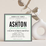 BAR MITZVAH modern sporty green grey hebrew Invitation<br><div class="desc">by kat massard >>> kat@simplysweetPAPERIE.com <<< CONTACT ME for custom wording or to add any lines in Hebrew Love the design, but would like to see some changes - another colour scheme, product, add a photo or adapted for a different occasion - no worries simply contact me - I am...</div>