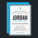 BAR MITZVAH modern star boy aqua blue grey simple Invitation<br><div class="desc">by kat massard >>> kat@simplysweetPAPERIE.com <<< CONTACT ME for custom wording or to add any lines in Hebrew Love the design, but would like to see some changes - another colour scheme, product, add a photo or adapted for a different occasion - no worries simply contact me - I am...</div>