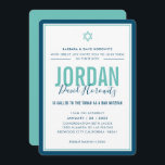 BAR MITZVAH modern star boy blue mint green simple Invitation<br><div class="desc">by kat massard >>> kat@simplysweetPAPERIE.com <<< CONTACT ME for custom wording or to add any lines in Hebrew Love the design, but would like to see some changes - another colour scheme, product, add a photo or adapted for a different occasion - no worries simply contact me - I am...</div>