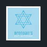 BAR MITZVAH modern stylish simple blue star Napkin<br><div class="desc">by kat massard >>> kat@simplysweetpaperie.com Setup as a template it is simple for you to add your own details, or hit the customize button and you can add or change text, fonts, sizes etc TIP :: 1. To change/move graphics / change background colour hit the "customise it" button. 2. You...</div>