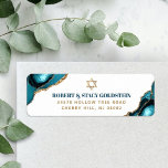 Bar Mitzvah Modern Turquoise Agate Return Address<br><div class="desc">Be proud, rejoice and celebrate this milestone of your favourite Bar Mitzvah whenever you use this cool, unique, modern, personalized return address label! Bold, dark teal blue and faux gold typography and a faux gold Star of David overlay a simple, clean white background with turquoise blue agate rocks accented with...</div>