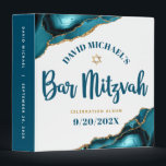 Bar Mitzvah Modern Turquoise Agate Script Keepsake Binder<br><div class="desc">Let your favourite Bar Mitzvah be proud, rejoice and celebrate his milestone with this stunning keepsake scrapbook memory album. Dark teal blue script typography and a faux gold Star of David overlay a simple, clean white background with turquoise blue agate rocks accented with faux gold veins. Additional agate rocks and...</div>