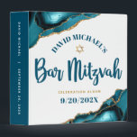 Bar Mitzvah Modern Turquoise Agate Script Keepsake Binder<br><div class="desc">Let your favourite Bar Mitzvah be proud, rejoice and celebrate his milestone with this stunning keepsake scrapbook memory album. Dark teal blue script typography and a faux gold Star of David overlay a simple, clean white background with turquoise blue agate rocks accented with faux gold veins. Additional agate rocks and...</div>