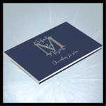 Bar Mitzvah Monogram Blue Grey White Sign-In Guest Book<br><div class="desc">This elegant minimalist Bar Mitzvah party Guest Book has a navy blue background,  grey monogram,  and white script text. Easy to personalize,  just change or delete example name and text on front and spine. All Rights Reserved © 2024 Alan & Marcia Socolik.</div>