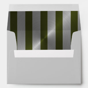 Bar Mitzvah Moss Green and Silver Stripe Envelope