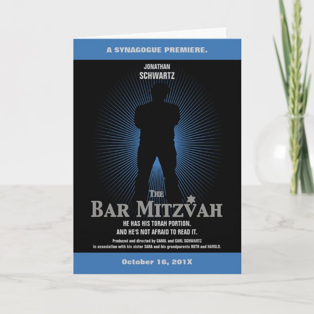 Bar Mitzvah Movie Star Folded Invitation (Front)
