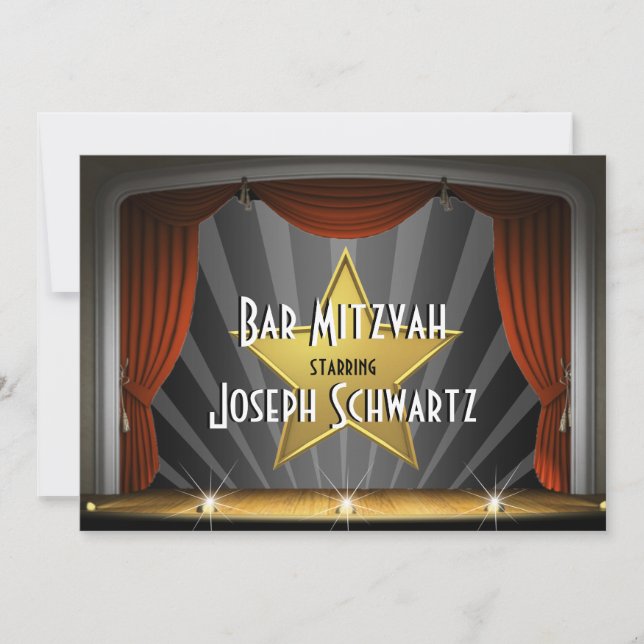 Bar Mitzvah Movie Star Invitation (Front)
