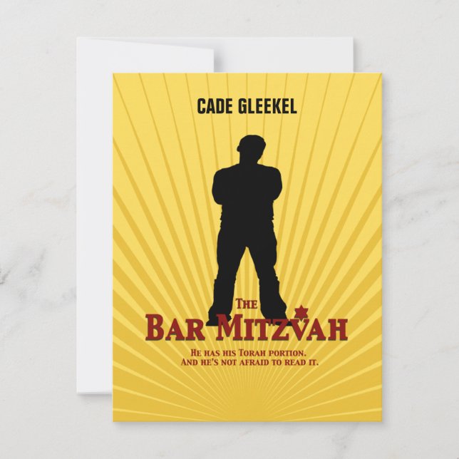 Bar Mitzvah Movie Star Reply Card/Cade RSVP Card (Front)