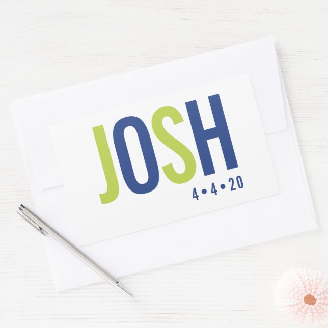 BAR MITZVAH NAME LOGO smart royal blue lime green Sticker (Envelope)