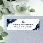 Bar Mitzvah Navy Blue Agate Silver Return Address<br><div class="desc">Be proud, rejoice and celebrate this milestone of your favourite Bar Mitzvah whenever you use this cool, unique, modern, personalized return address label! Navy blue and grey typography and Star of David overlay a simple, white background with steel blue agate rocks accented with faux silver veins. Personalize the custom text...</div>