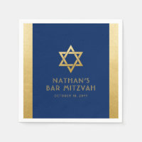 Bar Mitzvah Navy Blue Gold Modern Classic Custom