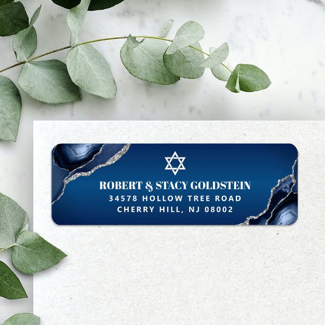Bar Mitzvah Navy Blue Ombre Agate Adresse de retou (Créateur téléchargé)