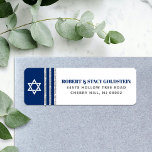 Bar Mitzvah Navy Blue Silver Tallit Return Address<br><div class="desc">Be proud, rejoice and celebrate this milestone of your favourite Bar Mitzvah whenever you use this cool, unique, modern, personalized return address label! Bold, navy blue and grey typography, a white Star of David and a navy blue and silver glitter striped tallit inspired graphic overlay a simple, white background. Personalize...</div>