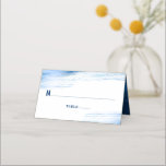Bar Mitzvah Navy Typography Blue Foil Bold Modern Place Card<br><div class="desc">No Bar Mitzvah party is complete without personalized place cards. Let your son be proud, rejoice and celebrate his milestone at his perfectly coordinated party. Faux metallic light blue foil brush strokes with navy blue typography and lines overlay a simple, white background. On the back, bold white sans serif and...</div>