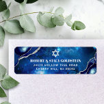 Bar Mitzvah Navy Watercolor Agate Return Address<br><div class="desc">Be proud, rejoice and celebrate this milestone of your favourite Bar Mitzvah whenever you use this cool, unique, modern, personalized return address label! White typography and Star of David overlay a deep blue galaxy watercolor background with navy blue agate accented with faux silver veins. Personalize the custom text with your...</div>