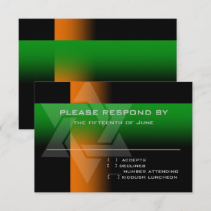 Bar Mitzvah Orange and Green on Any Colour RSVP Card