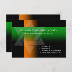Bar Mitzvah Orange and Green on Any Colour RSVP Card