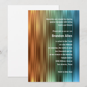 Bar Mitzvah Orange Green Blue Stripes Invitation