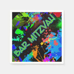Bar Mitzvah Paint Splatter, Paint Ball Napkin