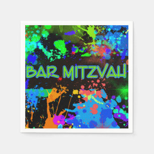 Bar Mitzvah Paint Splatter,Paint Ball Paper Napkin