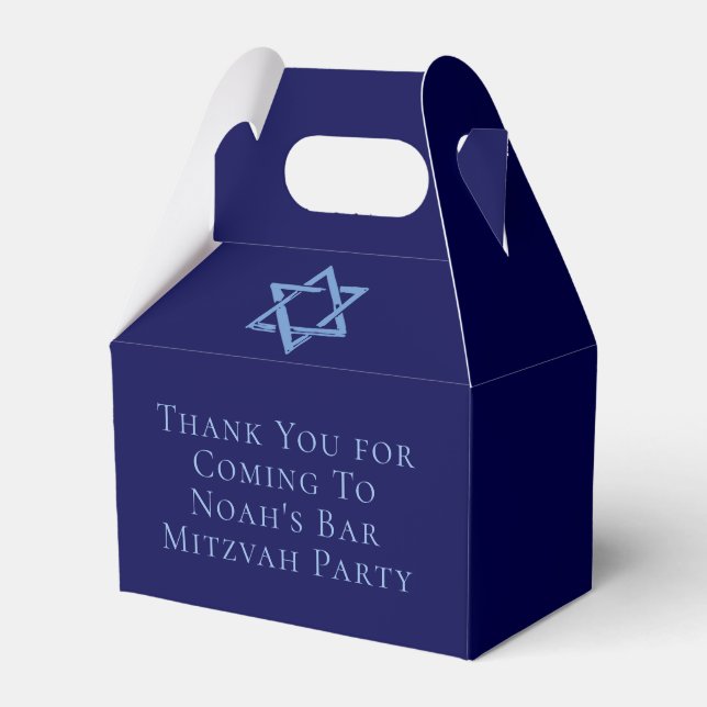 Bar Mitzvah Party Royal Blue Star of David Favor Box (Front Side)