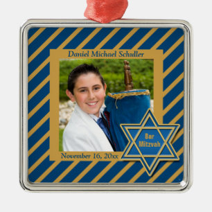 Bar Mitzvah Photo Keepsake Metal Ornament