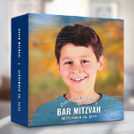 Bar Mitzvah Photo Modern Navy Typography Blue Foil Binder<br><div class="desc">Let your favourite Bar Mitzvah be proud, rejoice and celebrate his milestone with this stunning keepsake scrapbook memory album. Faux metallic light blue foil brush strokes and Star of David, along with bold, white typography, overlay the photo of your choice. A white Star of David and light blue foil brush...</div>
