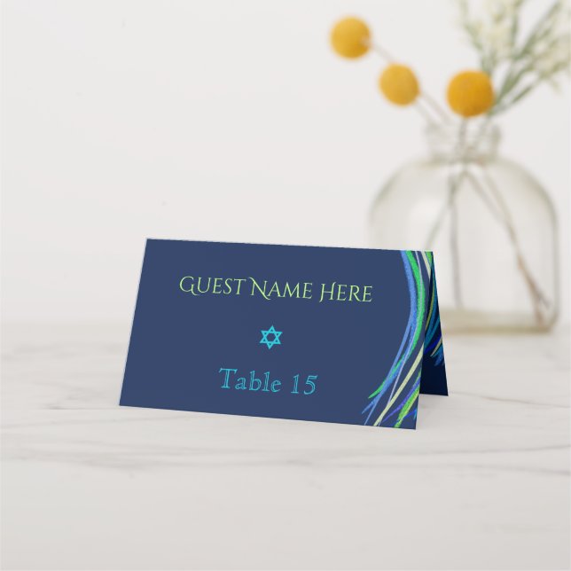 Bar Mitzvah Prière bleue et verte Shawl Invitation (Devant)