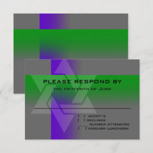 Bar Mitzvah Purple and Green on Any Colour RSVP Card