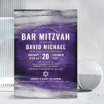 Bar Mitzvah Purple Silver Foil Bold Modern Type Invitation<br><div class="desc">Be proud, rejoice and showcase this milestone of your favourite Bar Mitzvah! Send out this cool, unique, modern, personalized invitation for an event to remember. Metallic silver foil brush strokes and Star of David, along with bold, white typography, overlay a rich, dark purple watercolor paint background. Personalize the custom text...</div>