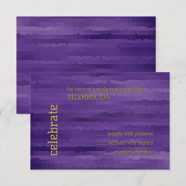 Bar Mitzvah Purple Techno Streaks Purple RSVP Invitation (Front/Back)