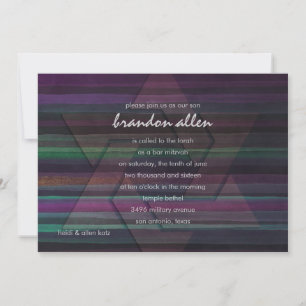Bar Mitzvah Purple Tone Stripes Invitation