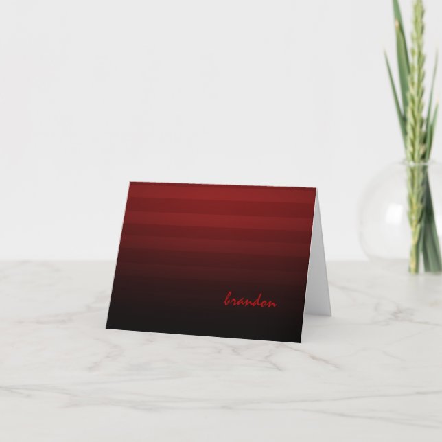 Bar Mitzvah Red and Black Horizontal Stripes Note Card (Front)