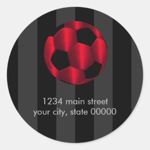Bar Mitzvah Red and Black Soccer Ball Classic Round Sticker