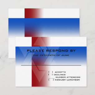 Bar Mitzvah Red and Blue on Any Colour RSVP Card