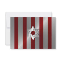Bar Mitzvah Red and Silver Stripe with Star
