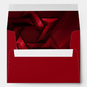 Bar Mitzvah Red Star of David Envelope