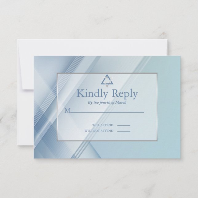 Bar Mitzvah RSVP Contemporary Shades of Blue (Front)