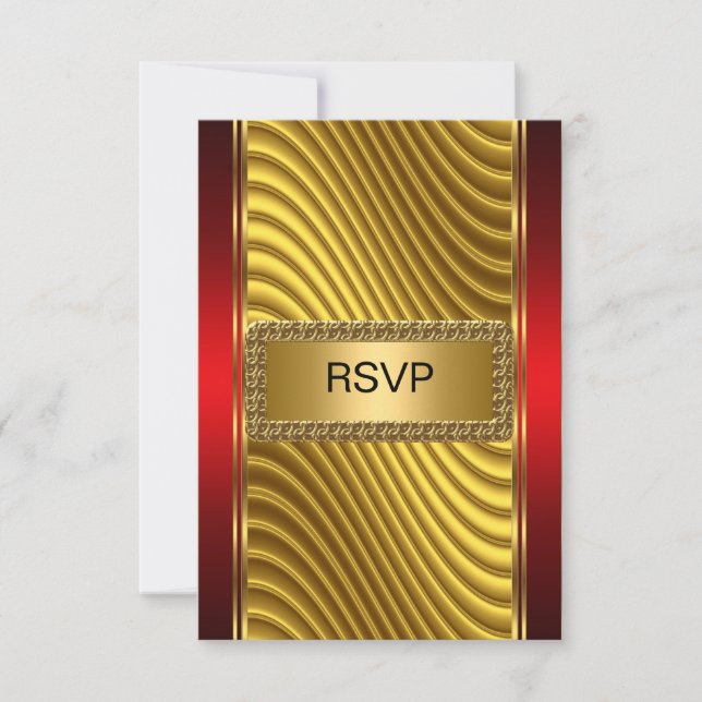 Bar Mitzvah rsvp Or et rouge (Devant)